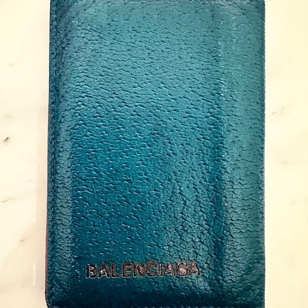 Balenciaga Teal Leather Wallet